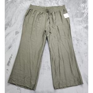 NEW Classic Concepts‎ Pants Womens 2X Green Pull On Wide Leg Drawstring Flowy